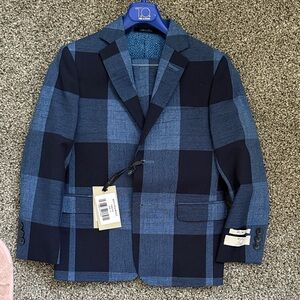 Boys blue plaid suit